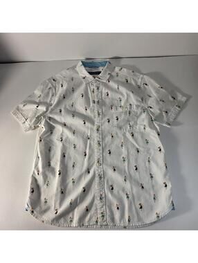 Tommy Bahama Hula Girls Print Seersucker White Button Shirt Mens Size L